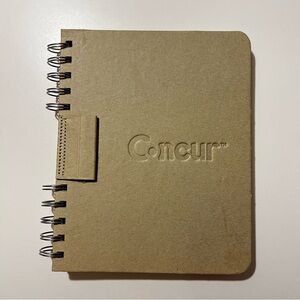 Brown “Concur” Spiral Notebook with Pen Holster NWOT
